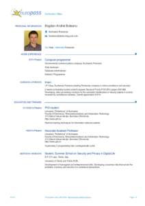 Curriculum Vitae  PERSONAL INFORMATION Bogdan-Andrei Boteanu Bucharest (Romania)