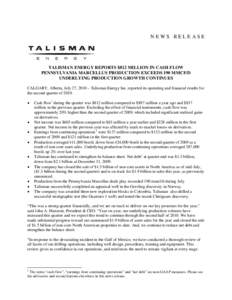 Microsoft Word[removed]Talisman Energy Reports $812 Million in Cash Flow.doc