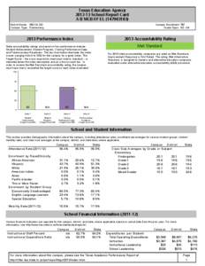 Texas Education Agency[removed]School Report Card A B MCBAY EL[removed]District Name: MEXIA ISD Campus Type: Elementary