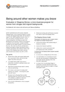 Being around other women makes you brave: evaluation of Stepping Stones, a micro-business program for women from refugee and migrant backgrounds – summary
