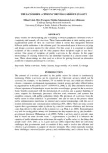 Accepted to The 51st Annual Conference of the International Society for the Systems Sciences (ISSS), August 5 – 10, 2007, Tokyo, Japan THE E-CO MODEL – CITIZENS’ DRIVING E-SERVICE QUALITY Mikael Lind, Olov Forsgren