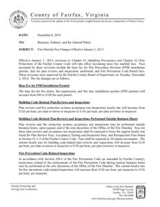 County of Fairfax, Virginia To protect and enrich the quality of life for the people, neighborhoods and diverse communities of Fairfax County DATE:  December 8, 2014