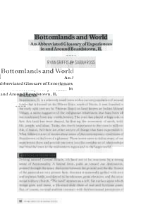 Bottomlands and World An Abbreviated Glossary of Experiences in and Around Beardstown, IL ryan griffis & sarah ross