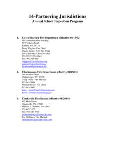 14-Partnering Jurisdictions Annual School Inspection Program 1.  City of Bartlett Fire Department (effective[removed])