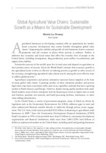 Community Development INVESTMENT REVIEW  2 Global Agricultural Value Chains: Sustainable Growth as a Means for Sustainable Development