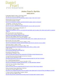 Judea Pearl / Roger Cohen / Death / Nationality / Crime / Earl Krugel / Jewish Community Library of Los Angeles / Daniel Pearl / Islam and antisemitism / The Jewish Journal of Greater Los Angeles