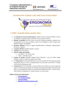 V Congreso Latinoaméricano y IV Congreso Peruano de Ergonomía, Lima 2016 http://sopergo.com/v2/