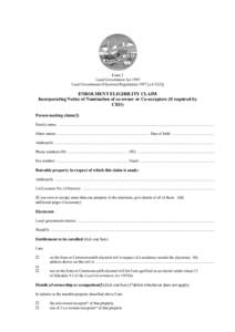 Form 2 Local Government Act 1995 Local Government (Elections) Regulations[removed]s[removed]ENROLMENT ELIGIBILITY CLAIM Incorporating Notice of Nomination of co-owner or Co-occupiers (if required by