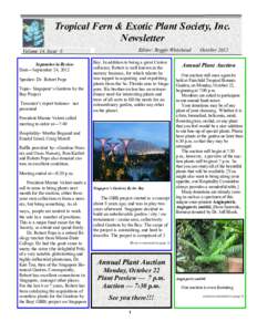 Tropical Fern & Exotic Plant Society, Inc. Newsletter Editor: Reggie Whitehead Volume 14, Issue 8 September in Review