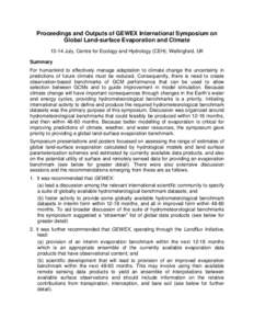 Microsoft Word - Proceedings and Outputs of GEWEX International Symposium on Global Land-surface Evaporation and Climate.doc
