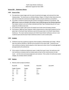 Pacific Coast Athletic Conference Badminton Supplement April 2014 Section 4.03 Badminton: Women