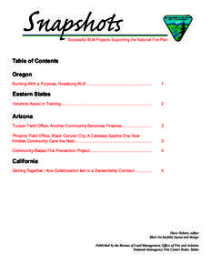 Snapshots  Successful BLM Projects Supporting the National Fire Plan Table of Contents Oregon