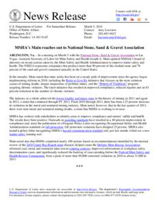 MSHA’s Main reaches out to National Stone, Sand & Gravel Association