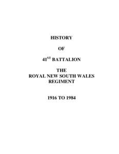 HISTORY OF 41ST BATTALION THE ROYAL NEW SOUTH WALES REGIMENT