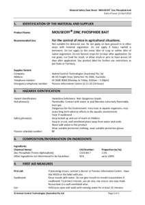 ®  Material Safety Data Sheet: MOUSEOFF Zinc Phosphide bait Date of Issue: 12 April[removed].