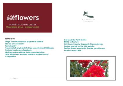 Wildflowers BIMONTHLY NEWSLETTER December 2014 – January 2015 In this issue: Stage 2 communications project has started!