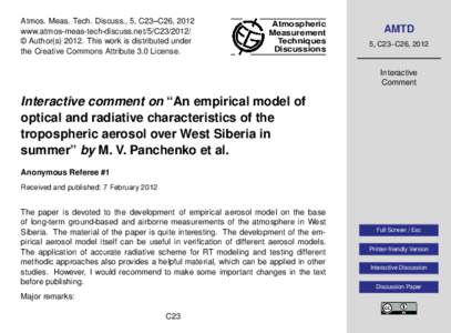 Atmos. Meas. Tech. Discuss., 5, C23–C26, 2012 www.atmos-meas-tech-discuss.net/5/C23/2012/ © Author(sThis work is distributed under the Creative Commons Attribute 3.0 License.  Atmospheric