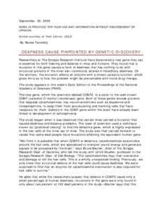 Catechol-O-methyl transferase / Health / Mutation / Medicine / Deafness / Mitochondrial diseases / Ernest Beutler / Nonsyndromic deafness / Bruce Beutler / Rockefeller University / Biology