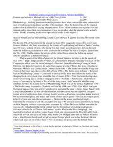 Southern Campaign American Revolution Pension Statements Pension application of Michael McLeary (McCleary)S8886 fn15NC Transcribed by Will Graves[removed]Methodology: Spelling, punctuation and/or grammar have been corre