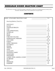 DEGELMAN DOZER SELECTION CHART The information contained in the following pages is presented as a sales aid and shipping guide and contains all the information required to order or ship components for any given dozer. CO