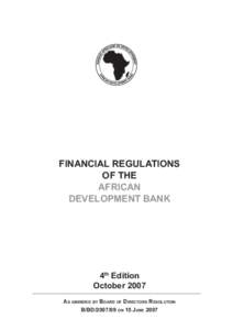 Financial Regulations of the African Development Bank  4th Edition