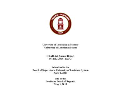 University of Louisiana at Monroe University of Louisiana System GRAD Act Annual Report FY[removed]Year 3)