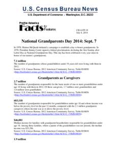 Facts for Features: National Grandparents Day 2014: Sept. 7