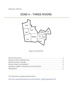 REGIONAL PROFILE  ZONE 4 – THREE RIVERS TABLE OF CONTENTS 	
  