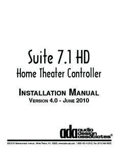 Suite 7.1 HD  Home Theater Controller Installation Manual Version[removed]June 2010