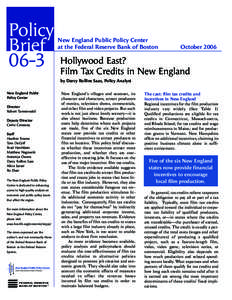 Policy Brief 06-3 New England Public Policy Center at the Federal Reserve Bank of Boston
