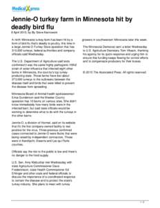 Jennie-O turkey farm in Minnesota hit by deadly bird flu