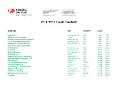 [removed]Events Timetable  EXHIBITION CITY