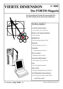 VIERTE DIMENSION Das FORTH-Magazin für Wissenschaft und Technik, für kommerzielle EDV,