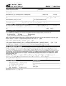 MASS™ Order Form Customer Information (Please print) Company Official Contact Name Email Address