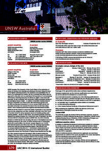 UNSW Australia QQ Kensington CAMPUS QQ Open days, exhibitions AND interview sessions  CRICOS provider number 00098G