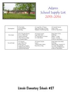 Adams School Supply List[removed]Kindergarten