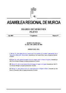 ASAMBLEA REGIONAL DE MURCIA DIARIO DE SESIONES PLENO