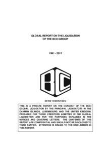 GLOBAL REPORT ON THE LIQUIDATION OF THE BCCI GROUP[removed]DATED 16 MARCH 2012