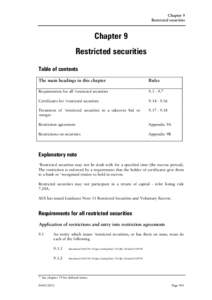 Chapter 9 Restricted securities Chapter 9 Restricted securities Table of contents