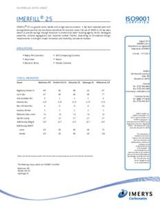 technical data sheet  IMERFILL® 25 ISO9001 CERTIFIED