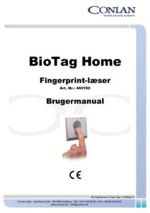 BioTag Home Fingerprint-læser Art. Nr.: Brugermanual