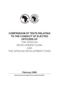 COMPENDIUM OF TEXTS RELATING TO THE CONDUCT OF ELECTED OFFICERS OF THE AFRICAN DEVELOPMENT BANK AND