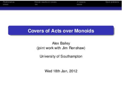 Preliminaries  Known results on covers X -covers