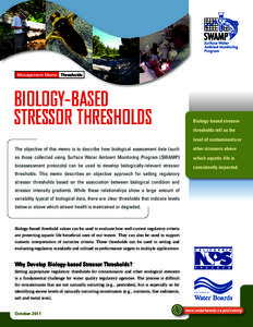 Management Memo Thresholds  Biology-based Stressor Thresholds  Biology-based stressor