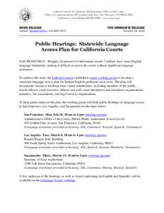 Public Hearings: Statewide Language Access Plan for California Courts