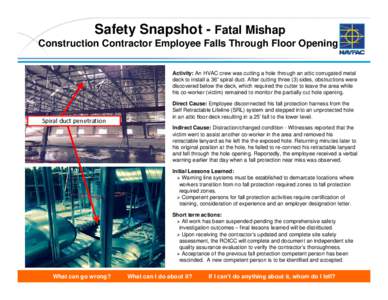 Microsoft PowerPoint - MISHAP INITIAL SAFETY SNAPSHOT - Contractor Employee Falls Through Hole Opening