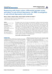 Reasoning with linear orders: differential parietal cortex activation in sub-clinical depression. An fMRI investigation in sub-clinical depression and controls