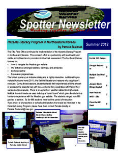 Spotter Newsletter Working Together To Save Lives Hazards Literacy Program in Northeastern Nevada  Lead Story Headline