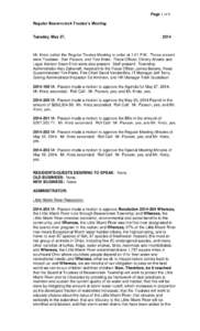 Page 1 of 6 Regular Beavercreek Trustee’s Meeting Tuesday, May 27,  2014