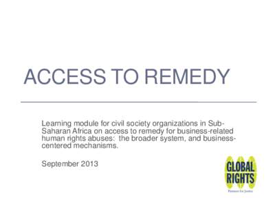 Access to Remedy: Grievance and Accountability Mechanisms